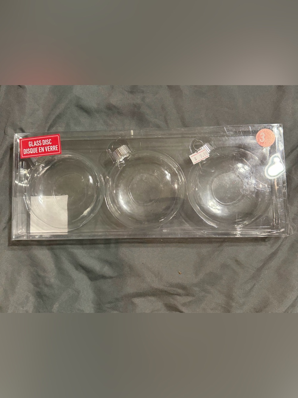 Ashland Clear Glass Disc Ornament Set - Transparent